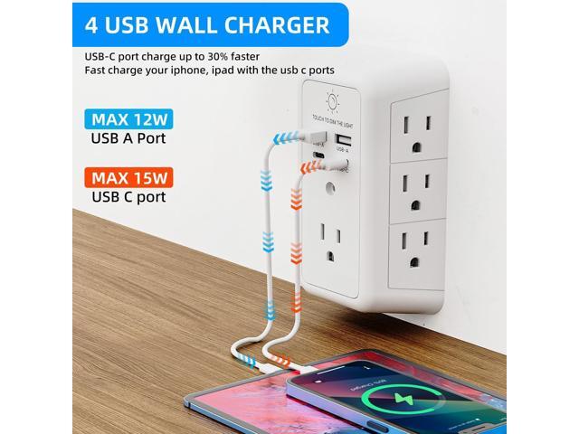 Multi Plug Outlet Surge Protector, 7 Outlet Extender with Night Light, USB Wall Charger with 2 USB C and 2 USB Ports, Surge Protector Power Strip,...