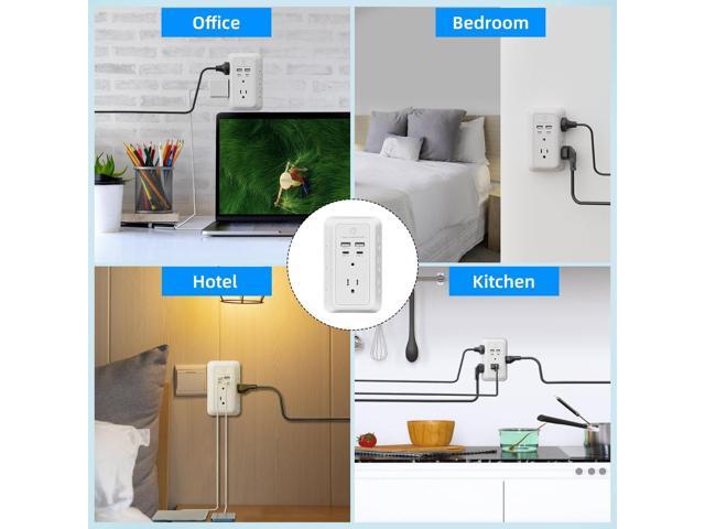 Multi Plug Outlet Surge Protector, 7 Outlet Extender with Night Light, USB Wall Charger with 2 USB C and 2 USB Ports, Surge Protector Power Strip,...
