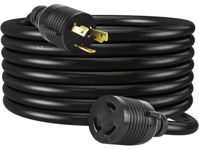 HENGYI L6-30P to L6-30R Extension Cord,Heavy Duty Generator Locking Power Cord,SJTW 10GUAGE,3 Prong Generator Cord with UL Listed,Black,30Amp 7500...
