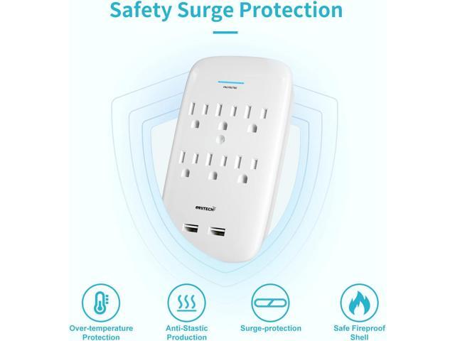 Oviitech 6 Outlet Surge Protector,900 Joules Wall Adapter Tap with 2 USB Charger, Dual 3.1A USB Ports, 3-Prong Wall Mount Outlet Plugs,ETL...