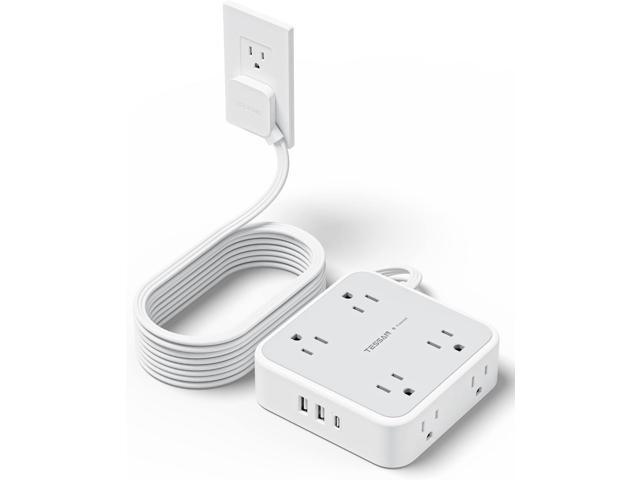 Surge Protector Power Strip 15 Ft Cord, 8 Widely Spaced Outlets, 3 USB Charger(1 USB C Port), Ultra Thin Flat Plug Extension Cord 15 Feet, 900J...