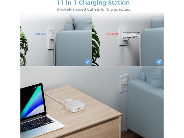 TESSAN Surge Protector Power Strip 15 Ft Cord, 8 Widely Spaced Outlets, 3 USB Charger(1 USB C Port), Ultra Thin Flat Plug Extension Cord 15 Feet,...
