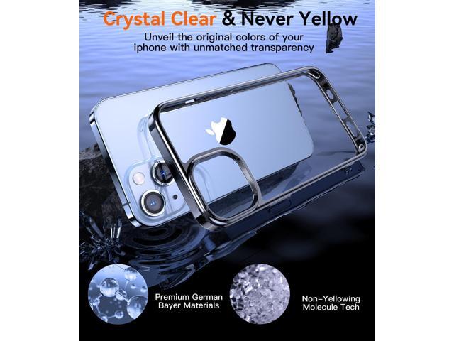 5 in 1 Crystal Clear for iPhone 14 Case with 2X Screen Protector+2X Camera Lens Protector [Not-Yellowing & Military Grade Drop Protection] Slim...
