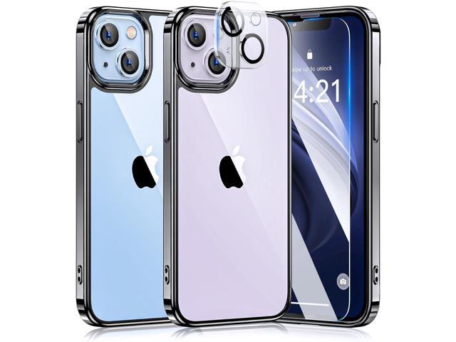 5 in 1 Crystal Clear for iPhone 14 Case with 2X Screen Protector+2X Camera Lens Protector [Not-Yellowing & Military Grade Drop Protection] Slim...