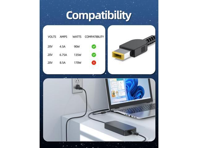 135W AC Charger Fit for Lenovo ADL135NDC3A ADL135NLC3A ADL135NDC2A ADL135NLC2A ADL135SCC3A 4X20E50558 4X20E50569 4X20E50564 PA-1131-72 Laptop