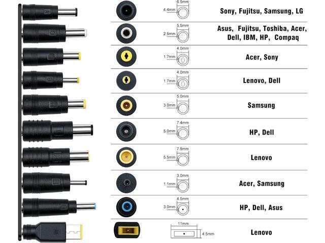 USB C to DC Adapters 10PCS Power Plug Kit, Universal Charger Supply 100W PD Power Cable & 5.5x2.1mm Round Barrel Jack for Sony Toshiba Samsung Acer...