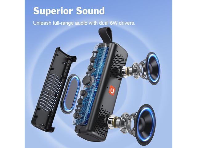 DOSS E-Go II Bluetooth Speaker with 12W Superior Sound, Loud Bass, IPX6 Waterproof, Built-in Mic, 12H Playtime, for Pool, Beach, Outdoor, and Travel