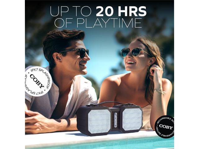 Coby Ranger Wireless Portable Speaker with Bluetooth 5.3 and FM Radio, IPX5 Water-Resistant, Micro-USB, AUX, and TF Card Input, Rechargeable...