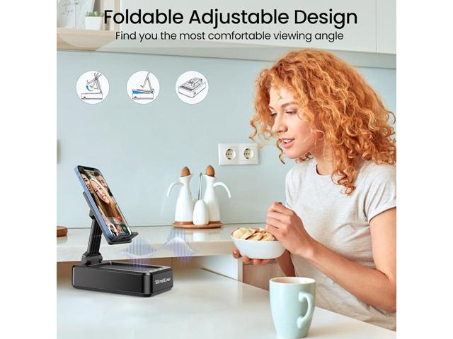 TechGlow Gifts for Men Foldable Cellphone Stand with Bluetooth Speaker Wireless Speaker with Phone Holder Birthday Gift Idea for Man Woman Cool Gadget
