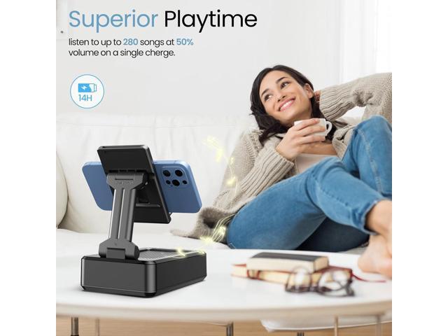 TechGlow Gifts for Men Foldable Cellphone Stand with Bluetooth Speaker Wireless Speaker with Phone Holder Birthday Gift Idea for Man Woman Cool Gadget
