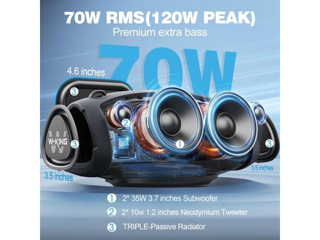 W-KING Portable Loud Bluetooth Speakers with Wireless Microphone, (120W PEAK)70W Outdoor Speaker Bluetooth Wireless Waterproof, Triple Passive...