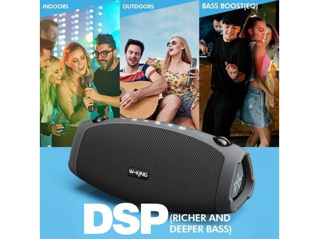 W-KING Portable Loud Bluetooth Speakers with Wireless Microphone, (120W PEAK)70W Outdoor Speaker Bluetooth Wireless Waterproof, Triple Passive...