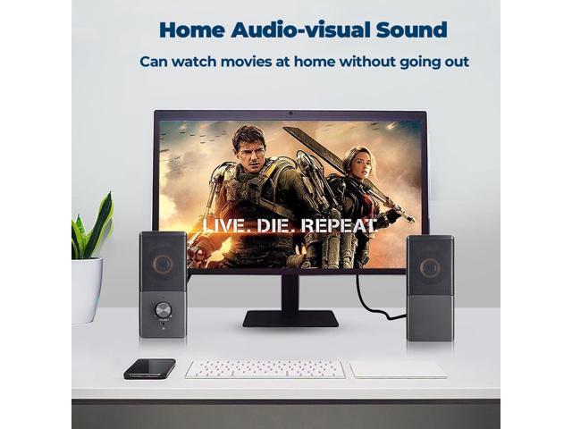 ROSON Computer Speaker, Compact Size Speaker with Headphone Jack, Enhanced Bass and Volume Control, Stereo 2.0 USB Powered 3.5mm Aux Multimedia...