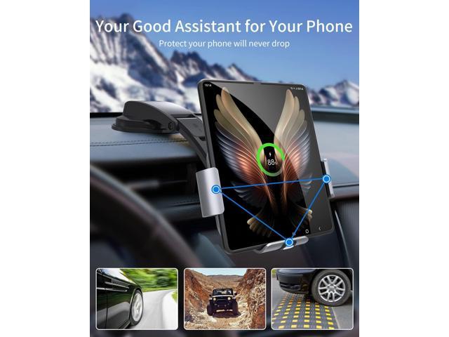 Dual Coil Wireless Car Charger for Galaxy Z Fold 6/5/4/3/2/mate xt,Fast Charging Phone Holder for Galaxy Z Fold 2, Landscape Mobile Phone Mount for...