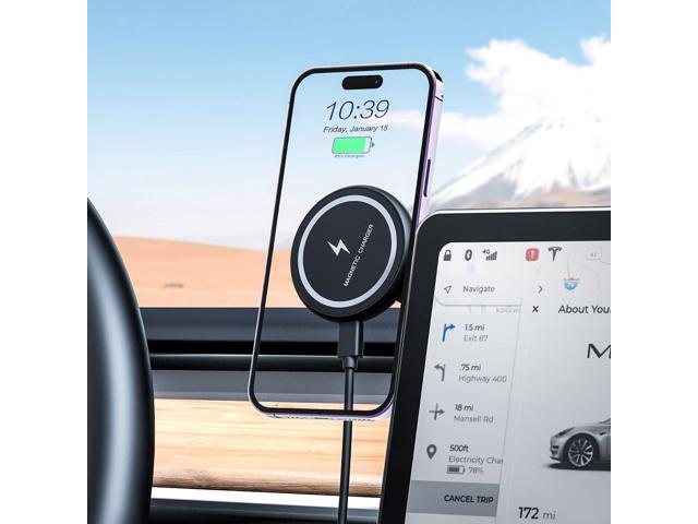 Fast Charging Wireless Car Charger Mount, Magnetic Foldable Car Phone Holder for Tesla Model 3/Y Designed for MagSafe Compatible with iPhone...