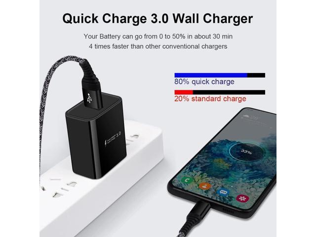 Adaptive Fast Charger Android Charger with 3ft USB Type C Cable Fast Charging for Samsung Galaxy A56 A32 5G A16 A15 A14 A13 A12 A55 A54 A53 A52 A36...
