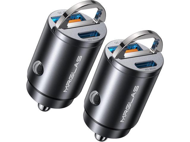 MRGLAS 2-Pack 90W USB C Car Charger,[Super Mini Metal] Car Charger Fast Charging Adapter PD+QC3.0 Dual Port Type C Car Cigarette Lighter USB...