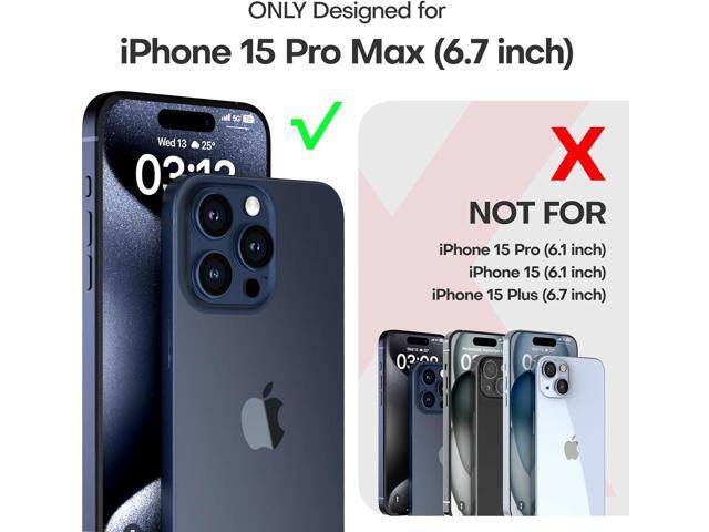 TAURI 5 in 1 for iPhone 15 Pro Max Case Clear, [Not Yellowing] with 2X Screen Protector + 2X Camera Lens Protector, [15 FT Military-Grade...