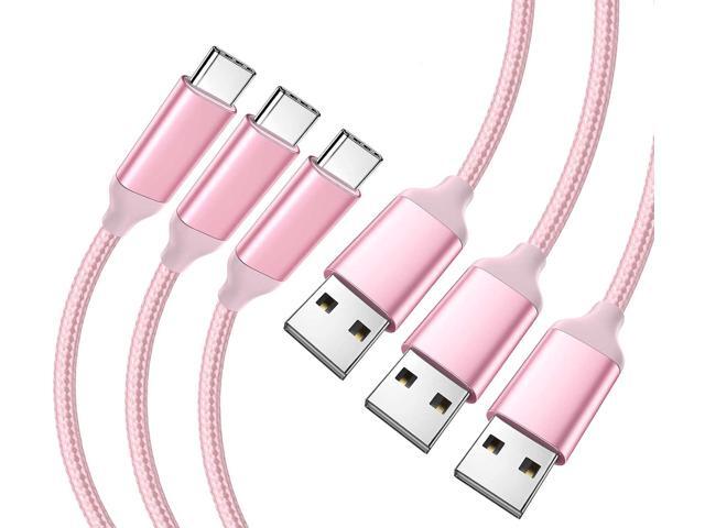 USB C Cable Pink 10 ft 3-Pack, Long Quick Charger Cord, Android Type C Fast Charging Cable for OnePlus Nord N200/N100, LG Stylo 6 5 4, Samsung...