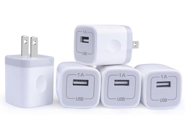 Single Port USB Wall Charger, GiGreen 1A/5V Power Adapter 5 Pack Charging Block Cube Plug Box Compatible Phone X/8/7/Xs/XR/6s/5/SE, Samsung...