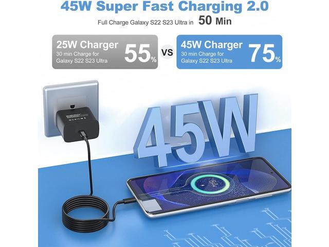 45W Samsung Charger Type C Super Fast Charging 2Pack USB C Android Charger for Samsung Galaxy S23 Ultra/S23/S23+/S22/S22 Ultra/+/S20/S21, i Phone...