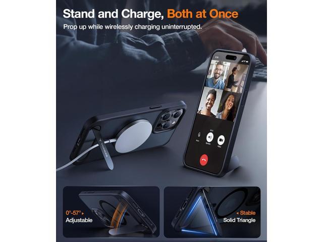 TORRAS Strong Magnetic & Seamless Stand for iPhone 15 Pro Max Case, Fit for MagSafe, Mil-Grade Drop Protection, Adjustable Kickstand Phone Case for...