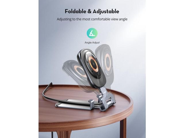 Magnetic Wireless Charger Stand for iPhone, 2 in 1 THREEKEY Foldable and Adjustable15W Fast Mag Safe Charger Stand with 5ft USB-C Cable, Compatible...