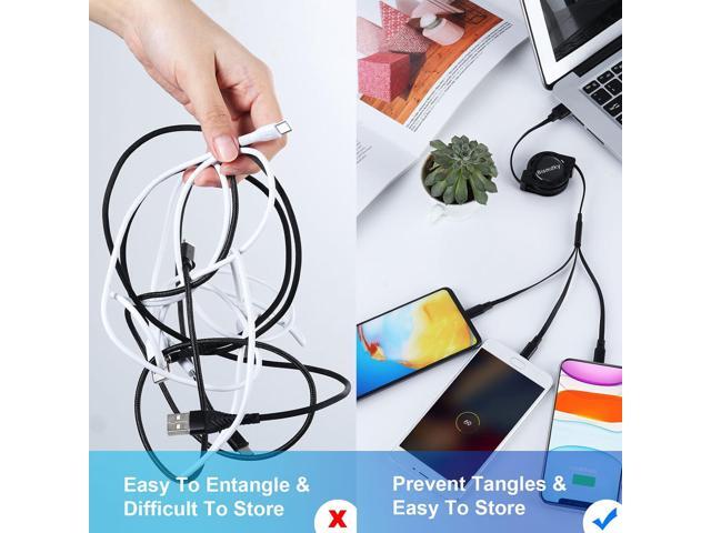 [2024 Upgraded 3 Pack Multi Retractable Charging Cable, 3 in 1 USB Charging Cable with USB C/Micro USB/Phone Port, 3.3FT Charging Cable for Phone...