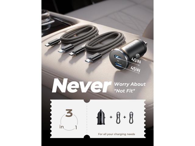 90W USB C Car Charger Fast Charging, Dual USB C Port PD 45W Cigarette Lighter Adapter USBC Car Charger iPhone, LISEN Super Fast Car Charger USB C...