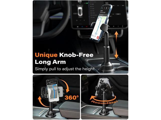 APPS2Car Universal Car Cup Phone Holder Quick Extension Long Arm 360° Swivel Adjustable for iPhone, Samsung, Google, and All Smartphones ...