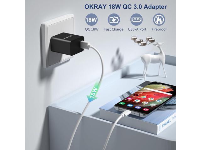 USB Charger Block 5pack, OKRAY 18W Fast Charging 3.0 Quick Charge USB Wall Plug Type A Box Travel Power Adapter for Wireless Charger, Samsung...
