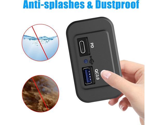 12V USB Outlet, Quick Charge 3.0 USB-A Port and USBC Port, 12V 24V Input Surface Mount RV USB Outlet, for RV Marine Motorcycle Truck Golf Cart