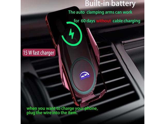 Car Phone Holder Mount Wireless Charging Auto Clamping Rotatable Vent Clip Cute Pink Rabbit Woman for iPhone 15 14 13 12 11 10 Pro Xs Samsung S23...