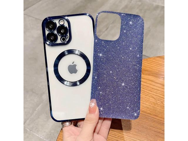 MGQILING Compatible with iPhone 12 Pro Max Magnetic Glitter Case, Luxury Plating Cute Bling Clear Phone Case, Compatible with MagSafe for Women...