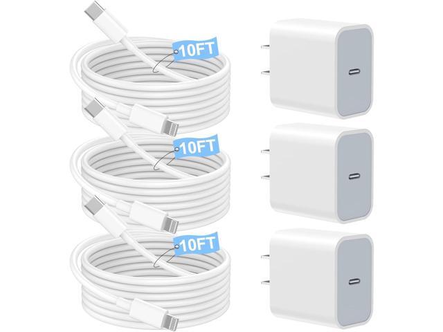 Fast Charger iPhone,3Pack Apple Charger 10 FT iPhone Charger Fast Charging,Apple USB C Wall Charger,Long 10 Foot USB C to Lightning Cable Cord for...