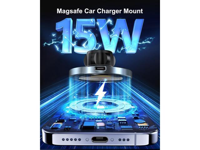 for Magsafe Car Mount Charger, 15W Fast Charging Magnetic Car Charger with Vent Mount, Car Phone Holder Wireless Charger for iPhone 15 14 13 12 Pro...