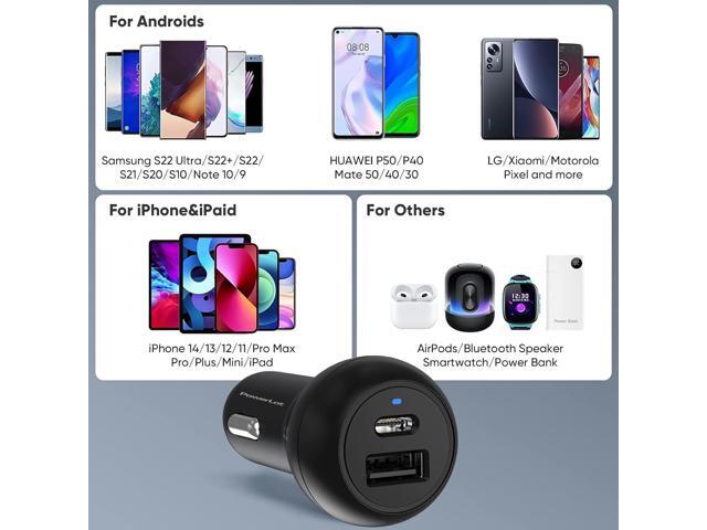 USB C Car Charger Adapter, 12V Car Charger Multi Port, 38W 2 Port Car Charger, PD 20W& QC 18W Cigarette Lighter Adapter, USB C Car Plug Fast...
