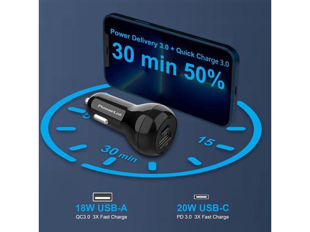 USB C Car Charger Adapter, 12V Car Charger Multi Port, 38W 2 Port Car Charger, PD 20W& QC 18W Cigarette Lighter Adapter, USB C Car Plug Fast...