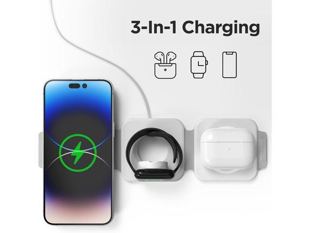 2-Pack Travel 3 in 1 Charging Stations for Multiple Apple Devices - Designed for iPhone, Watch and AirPods, Magnetic Wireless Charging - Foldable...