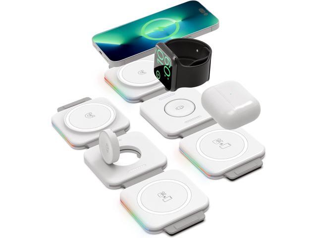 2-Pack Travel 3 in 1 Charging Stations for Multiple Apple Devices - Designed for iPhone, Watch and AirPods, Magnetic Wireless Charging - Foldable...
