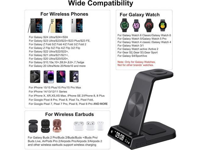 Wireless Charger for Samsung Devices, 4 in 1 Wireless Charging Station for Galaxy S24 Ultra/Z Fold6/Z Flip6/S24/S23 Ultra, Charging Station for...