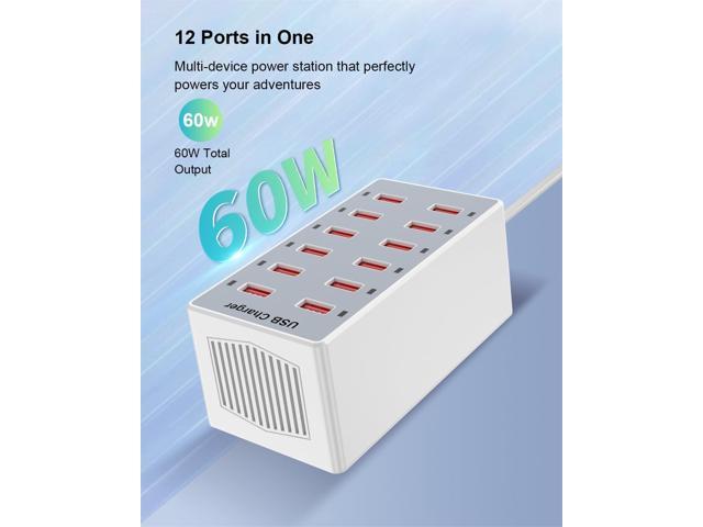 USB Charger 12-Ports USB Charging Station for Multiple Devices USB Wall Charger Power Hub Strip Smart Plug Charging Dock Block for iPhone...