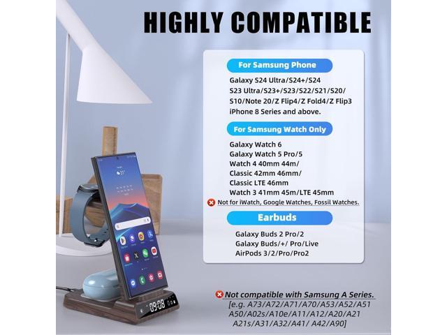 Wireless Charger for Samsung Charging Station, 3 in 1 Android Phone Wireless Charger for Samsung Galaxy S24 Ultra/S23 Ultra/Z Flip 5/Fold 5/Buds,...