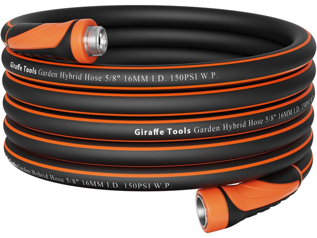 Giraffe Tools Garden Hose 5/8', Water Hose Heavy Duty, Flexible, Lightweight Hybrid Hose with Swivel Handle, 50ft Male to Female Fittings, Burst...