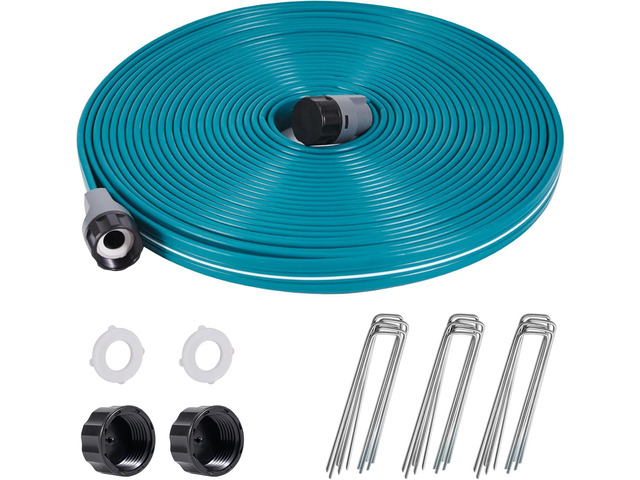 LINEX Sprinkler Soaker Hose 50 ft for Garden Lawn Watering Hose with Hose Stakes