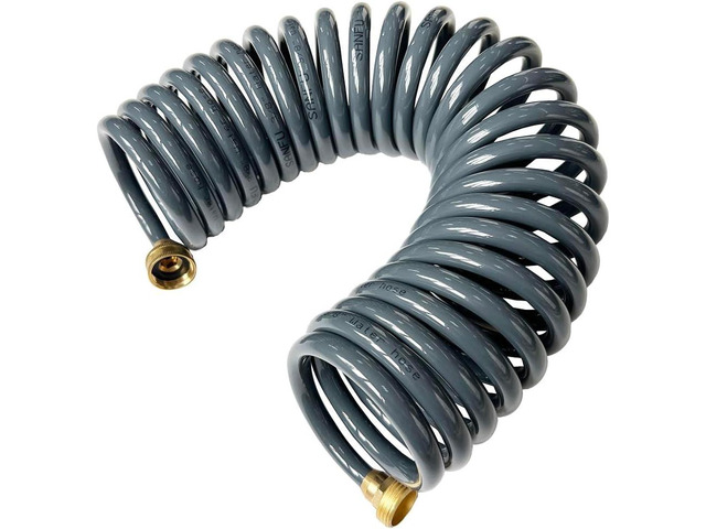 SANFU PU Recoil Garden Water Hose 3/8'ID(9 x 12.2mm) x 25FT, Gray(25')