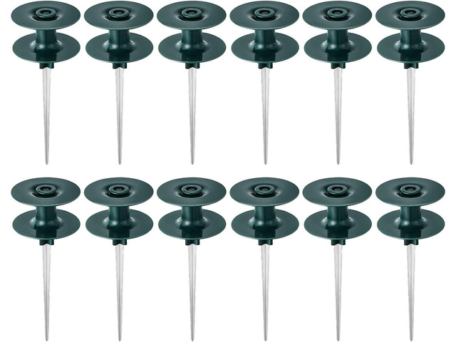 Chumia Garden Hose Guide Stakes, 10 Inch Metal Spike, Dark Green, 12 Pieces