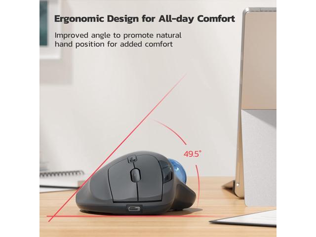 Nulea M501 Wireless Trackball Mouse, Rechargeable Ergonomic, Easy Thumb Control, Precise & Smooth Tracking, 3 Device Connection (Bluetooth or USB...