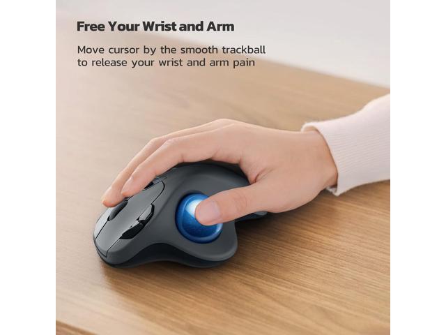 Nulea M501 Wireless Trackball Mouse, Rechargeable Ergonomic, Easy Thumb Control, Precise & Smooth Tracking, 3 Device Connection (Bluetooth or USB...