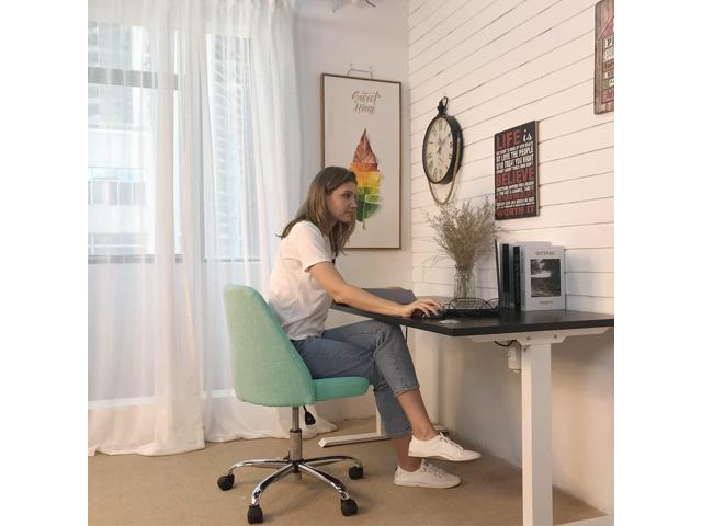 Home Office Desk Chair, Vanity Chair, Modern Adjustable Low Back Rolling Chair, Twill Upholstered Cute Office Chair, Desk Chairs with Wheels for...